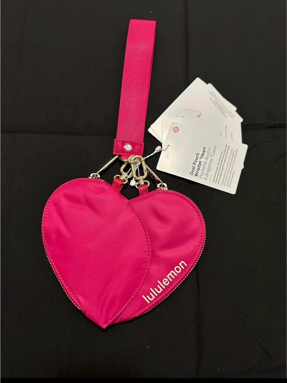 lululemon Heart Dual Pouch Wristlet - Hot Pink